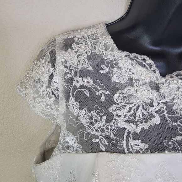 Abaowedding Nwt Floral Lace Knee Length Formal Wedding Dress Gown 16 - Picture 5 of 9